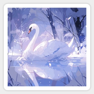 White Swan in Winter Wonderland Sticker